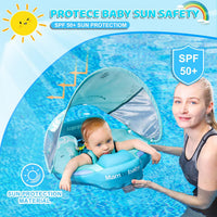 Mambobaby Baby Float with Canopy & Tail Non-Inflatable Baby Swim - GREEN - image 3