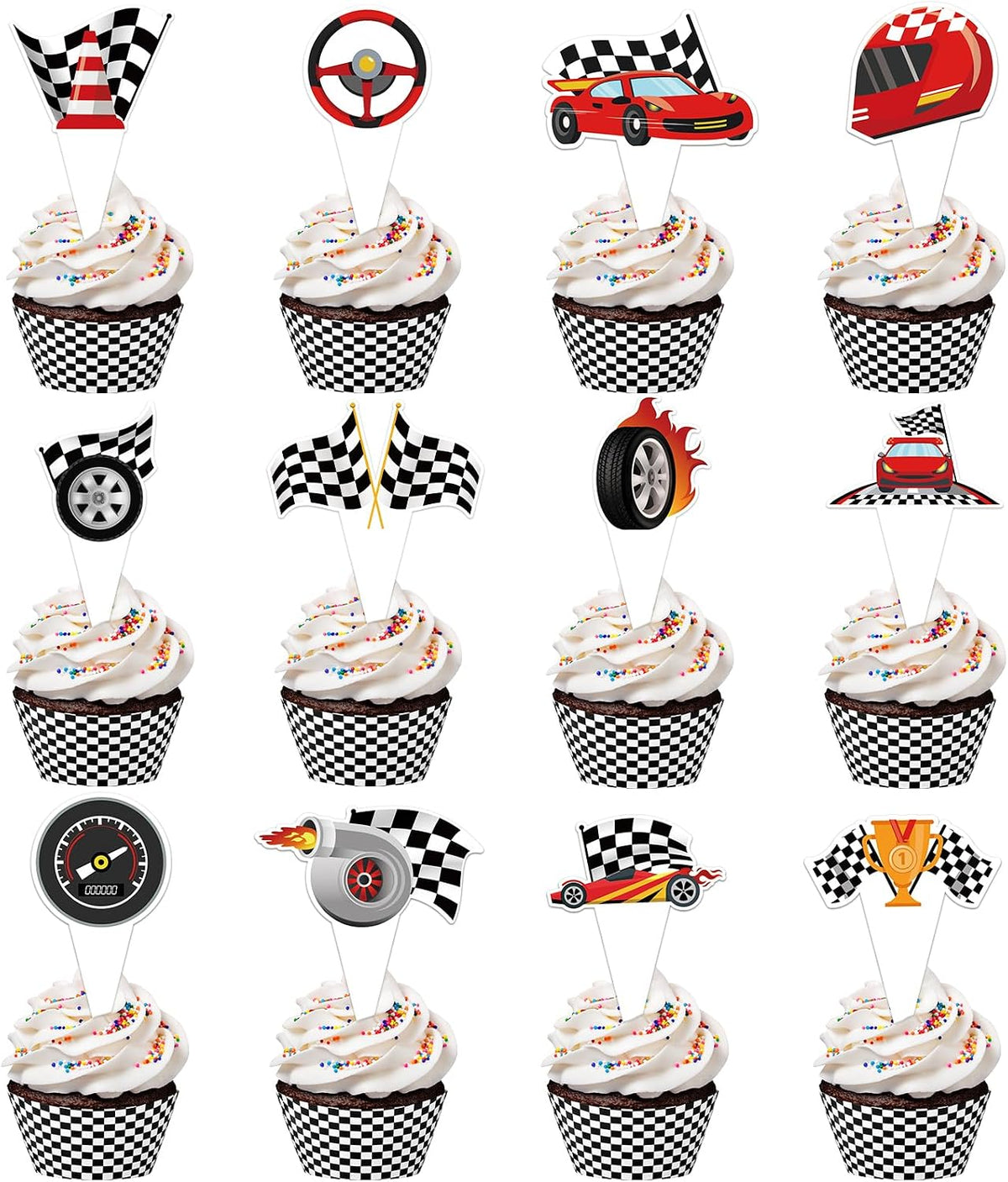 Hooqict carnival circus cupcake toppers and wrappers set, 48 pieces - view 6
