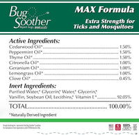 Bug Soother Max - Extra Strength Natural Gnat, Tick, and Mosquito Repellent, 4 fl oz Bug Spray Deterrent - DEET-Free - Safe for Adults & The Environment - Made in USA
