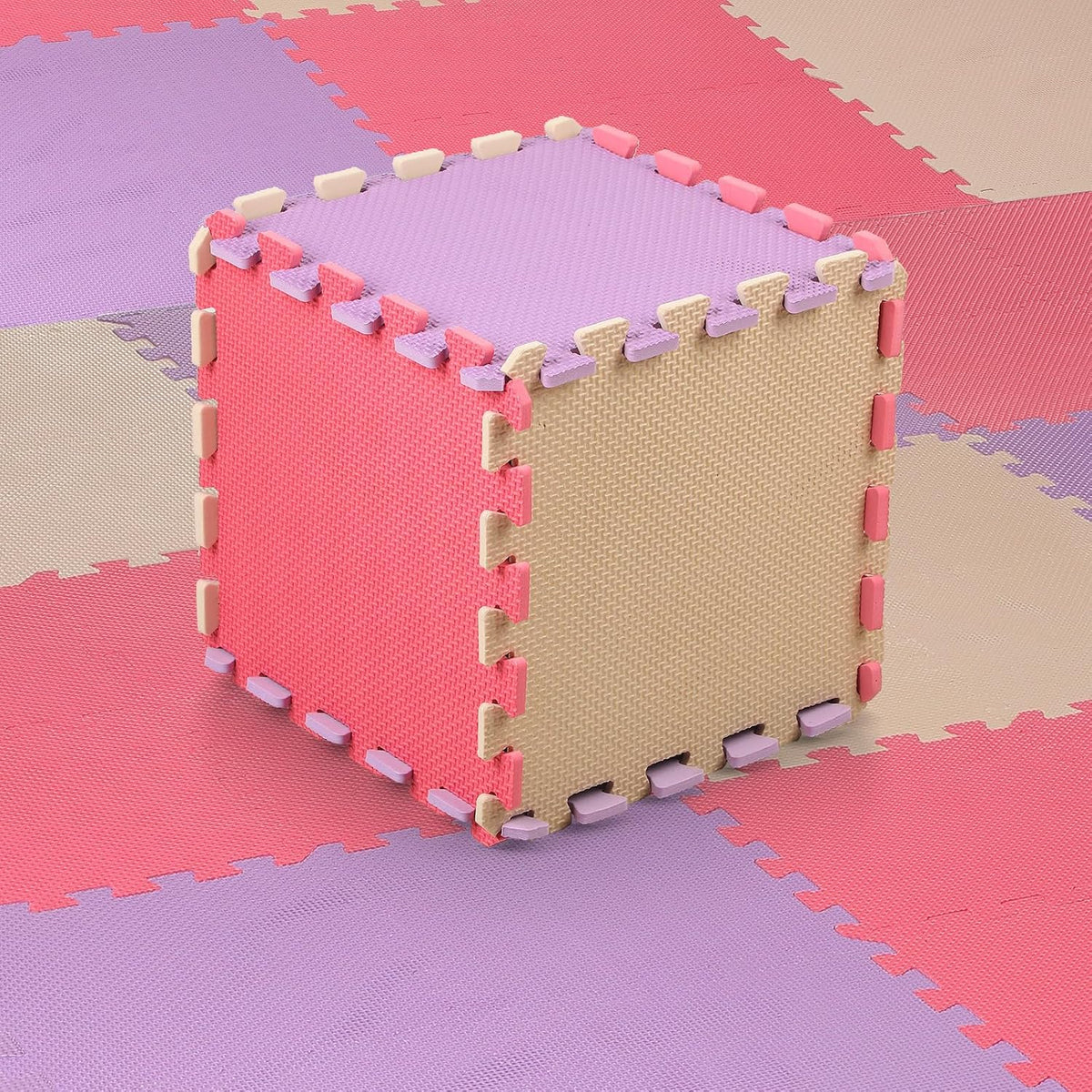 Nuanchu 60 PCS Kids Foam Puzzle Mat, Cream - Pink, Beige, Purple - image 3