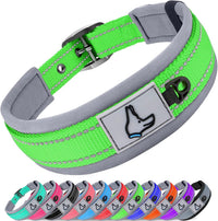 Joytale Reflective Dog Collar for Large Dogs with Wide Padding - Green / S