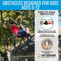 Hyponix Ninja Warrior Obstacle Course for Kids, 13 Obstacles - 2 x 60' + 13 Obstacles / Grey - image 3
