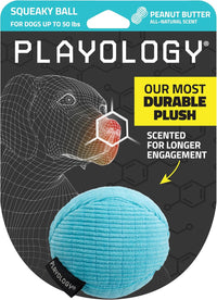 Playology Durable Plush Bone Toy, Squeaky Bone, Jumbo - Medium Ball / Peanut Butter