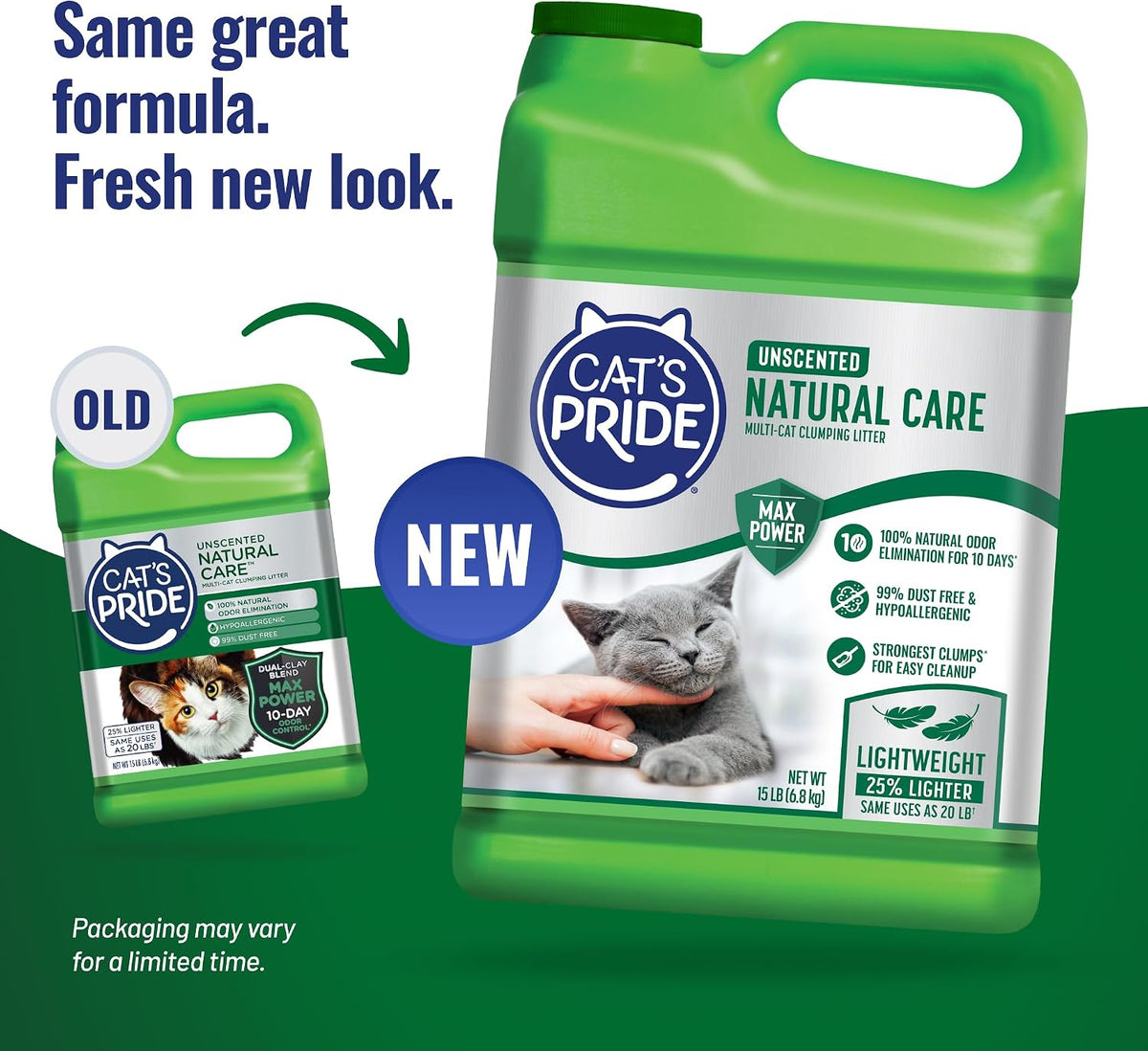 Cat's Pride Total Odor Control, Max Power - 15 pounds / Natural Care Unscented - image 2