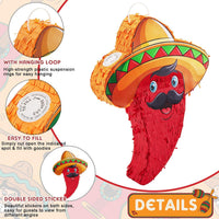 Lewtemi 17.3 inch red chili pepper pinata set with blindfold, pinata stick and confetti - view 19