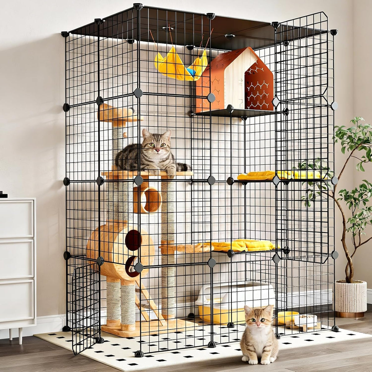 Extra Large Cat Cage, 4-Tier Catio - 41.3"L x 27.6"W x 55.1"H
