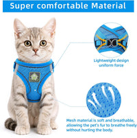 Cat Vest Harness and Leash Set - Blue / X-Small (Chest: 8"-9") - image 2