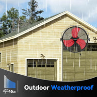 2600 CFM 14 inch Outdoor High Velocity Wall Mounted Fan, 3-Speed Metal Fans with IP44 Enclosure Motor, Industrial Grade Weatherproof Wall Fan for Patio, Greenhouse, Garage, and Gazebo