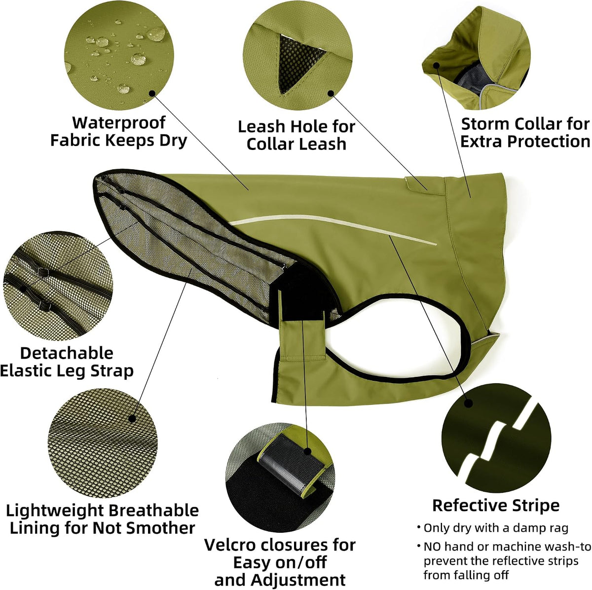 Mile High Life Dog Raincoat - L Chest 32"-40" / Lime Yellow - image 3