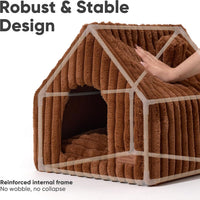 FUKUMARU Cat Bed Cave, Enclosed Washable Covered Dog Bed with Support Frame – Essentials for Cats - Brown / 17 Inch (Cats up to 15 lbs, Dogs up to 10 lbs) - image 2