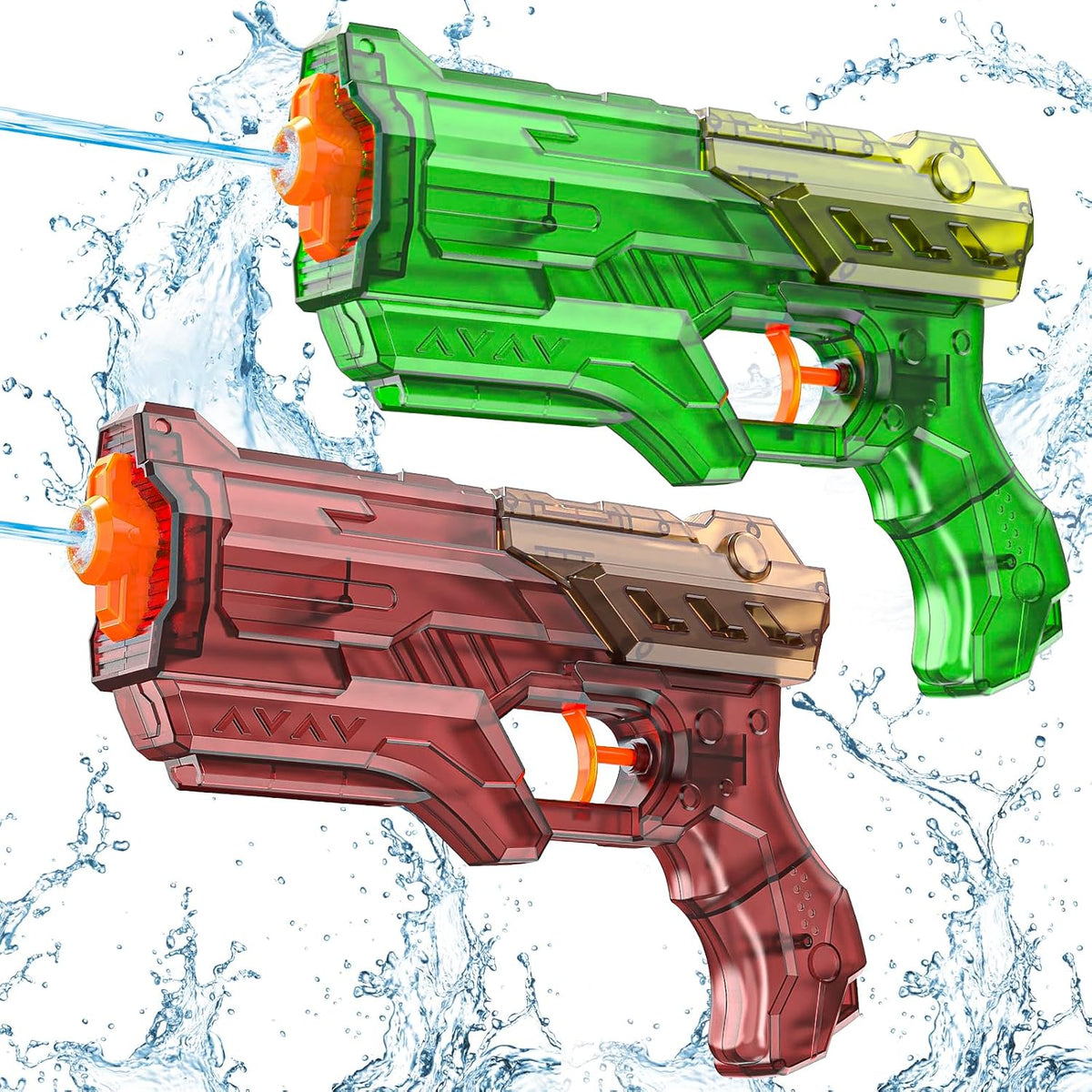 Water Gun Squirter for Kids Squirt Gun 2 Pack – Fun for Kids & Family - Large 2 Pack: Brown + Green