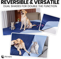 Thin Reversible Waterproof Protective Bed Cover, for Pets - Queen 96 x 82 inch / Blue - image 2