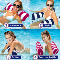Aqua 4-in-1 Monterey Hammock Pool Float & Water Hammocks - Navy & Burgundy/White Stripe / Monterey Hammock / 2 Pack - image 4
