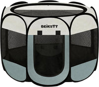 Dog Cat Playpen, Puppy Pet Crate Tent Cage - Grey / L(45"L x 45"W x 23"H)