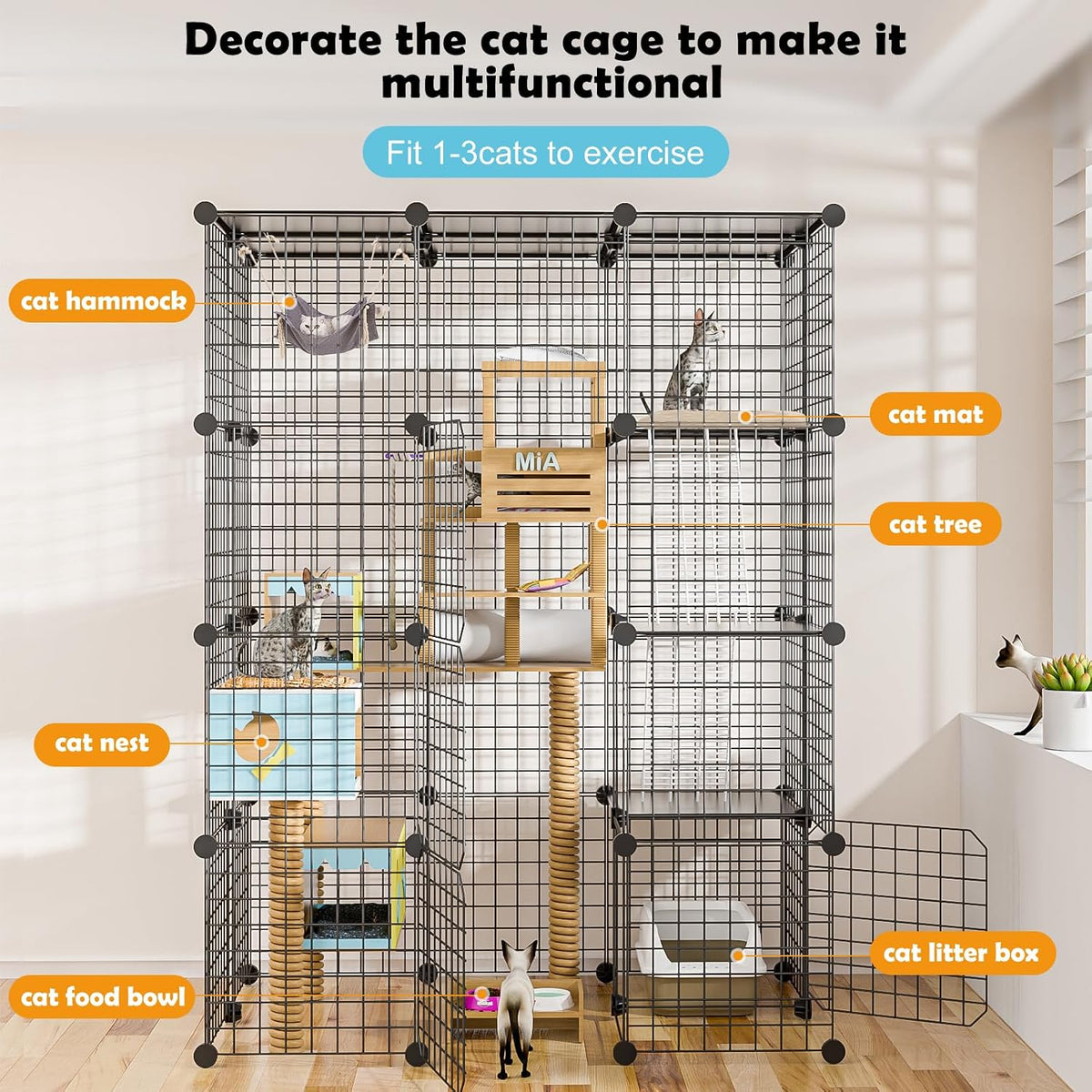 Cat Large Enclosure, DIY Catio Ideal for 1-3 Cats - 41.0"L x 28.0"W x 55.0"H - image 2