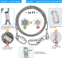 iklekione Dog Tie Out Stake, 360° Swivel -No Tangl - 14 ft Cable + Hexagonal head Stake - image 2