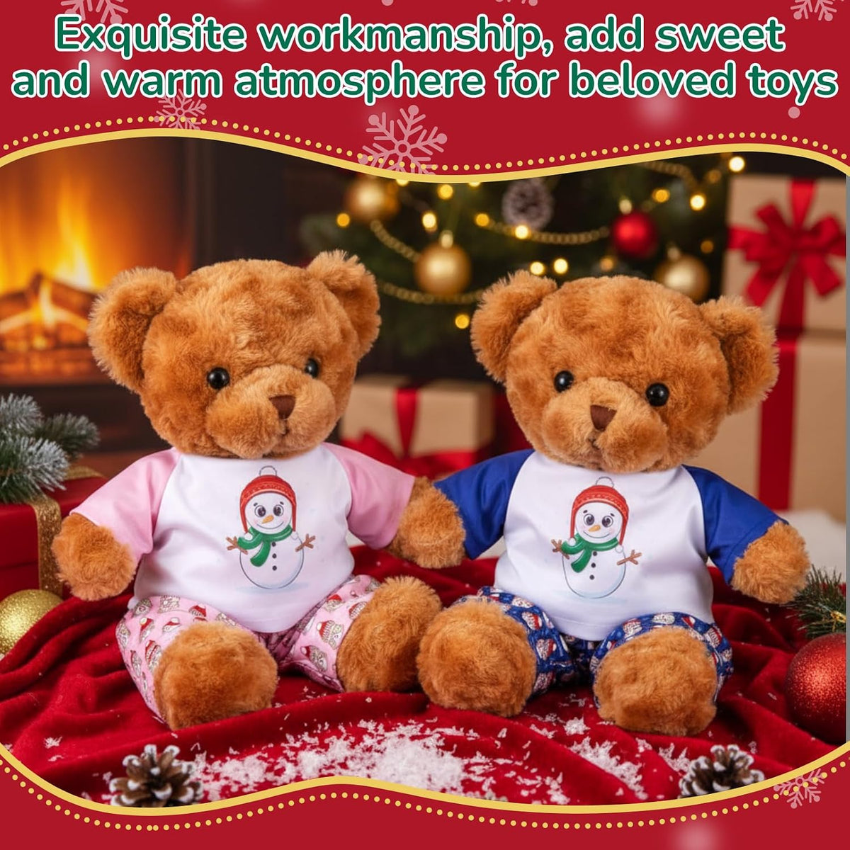 Civaner 2 Pack Bear Clothes Stuffed Animal Outfit Pajamas - Snowman - image 2