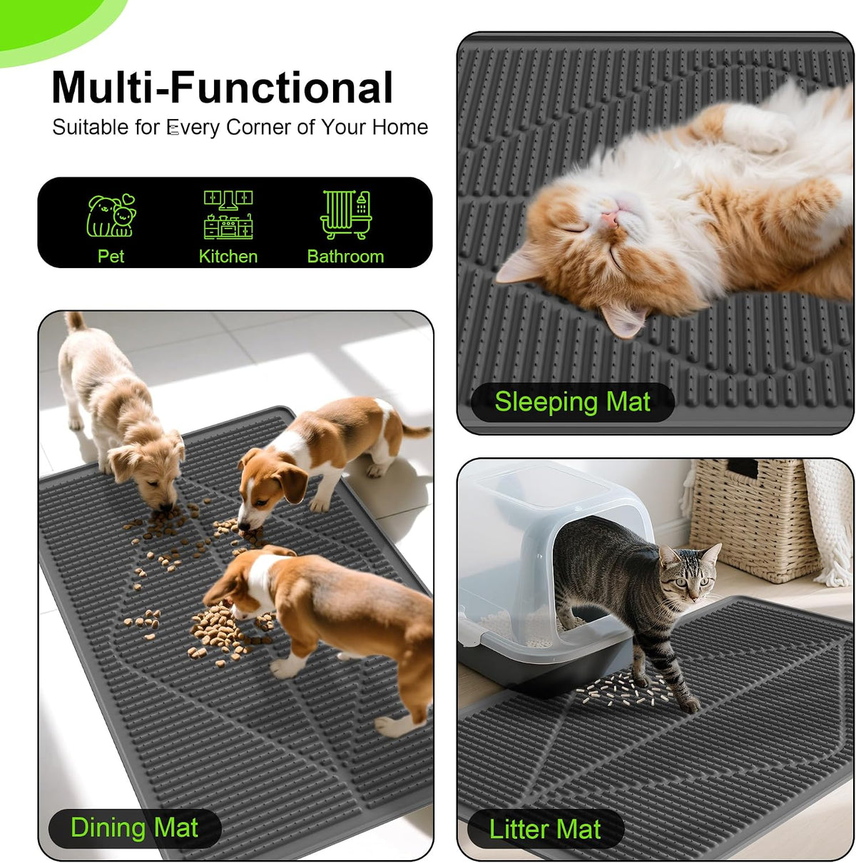 Rubber Cat Litter Mat Litter Box Mat - Black / XL-28" x 20" Thickened - image 2