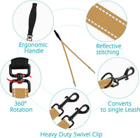 Two Point Control Dog Leash, No Tangle Training Walking Leashes – Essentials for Dogs - Khaki - image 3