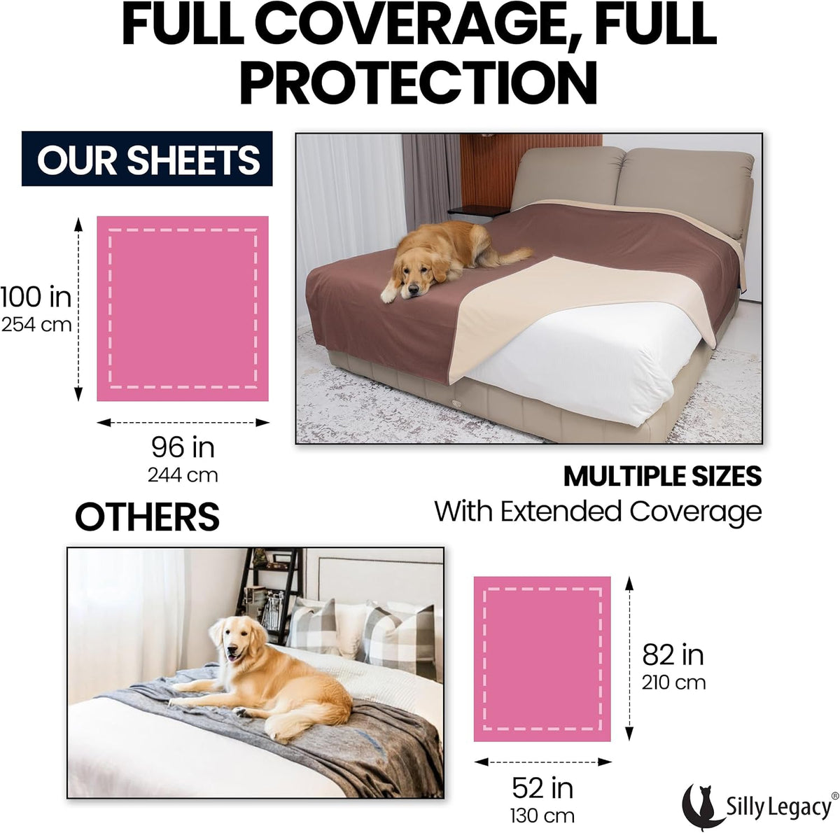 Thin Reversible Waterproof Protective Bed Cover, for Pets - King 96 x 100 inch / Brown - image 3