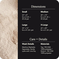 UnHide Floof Pet Bed - Medium (28" x 10") - Extra Soft Dog Bed - Removable Faux Fur Cover - Machine Washable - Helps Ease Pet Anxiety & Provides The Perfect Sleep - Beige Bear