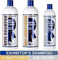 exhibitor's Quic Silver System Includes Quic Shampoo Quic Conditioner 32 Ounce Each Plus Quic Silver 16 Ounce for Dogs, Horses, Greys, Palominos, Cream Color Coats Silver Ash Highlights