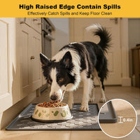 Pieviev Silicone Dog Cat Food Bowl Mat, Waterproof Raised Edge - L-34''X22'' / Dark Gray - image 2
