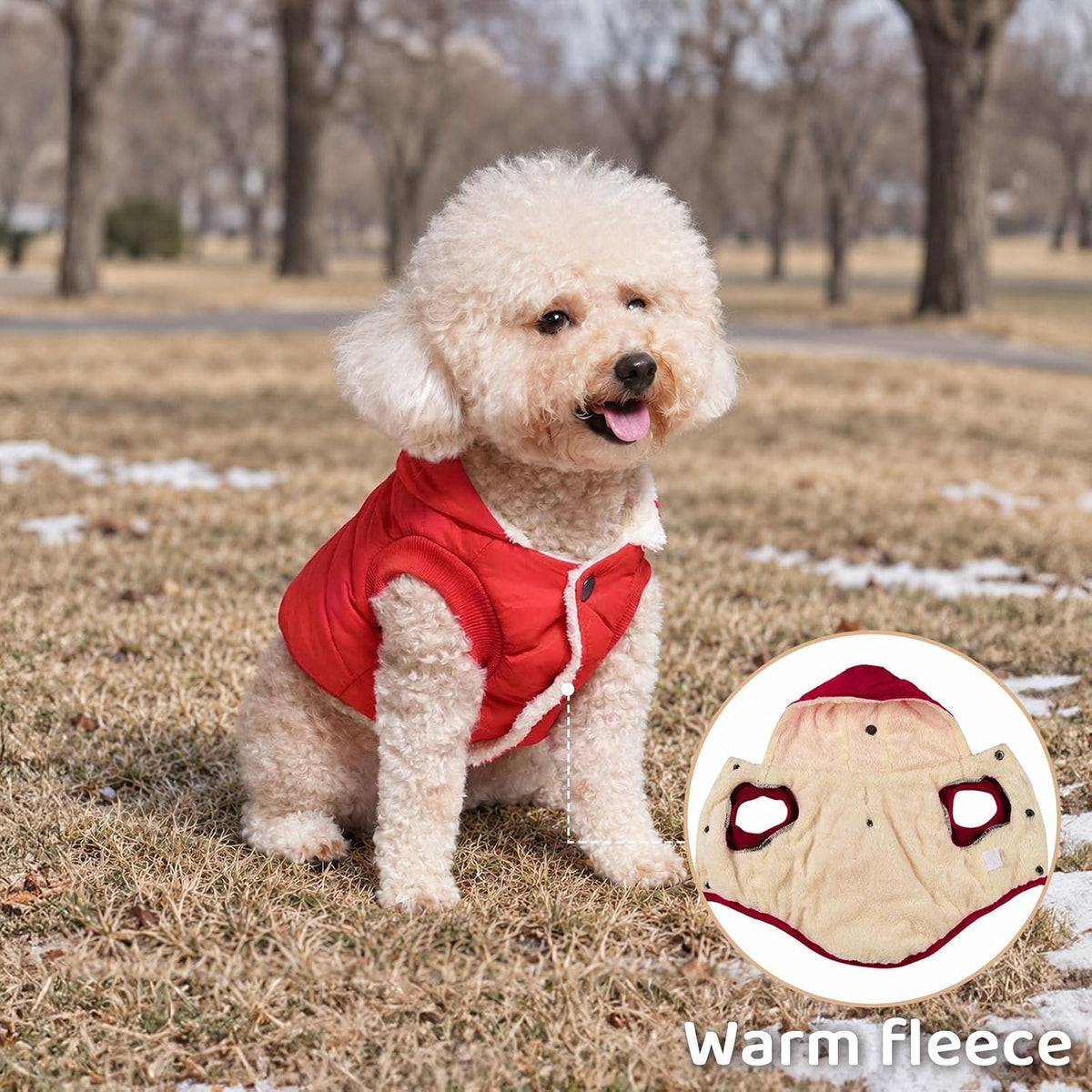 Vecomfy Warm Dog Coats with Hoodie - XX-Large / Red - image 3