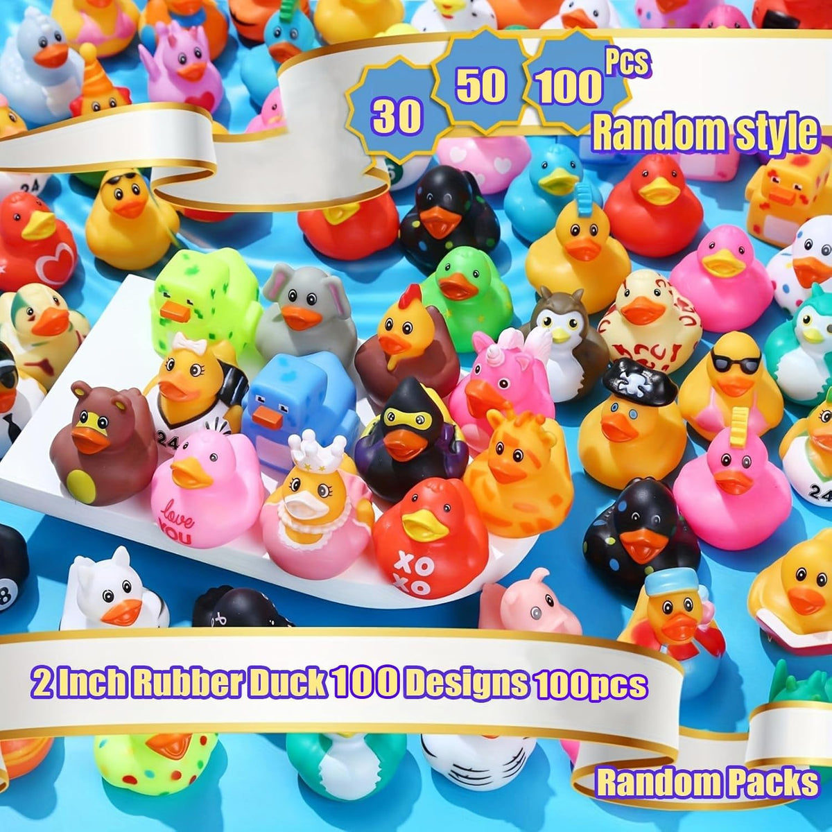 LINICE 30 Pcs Rubber Ducks, Random Assortment Ducks Bulk - 100 Pcs - image 2