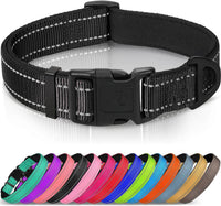 Joytale Reflective Dog Collar, Adjustable Neoprene Padded - Medium (Pack of 1) / Black