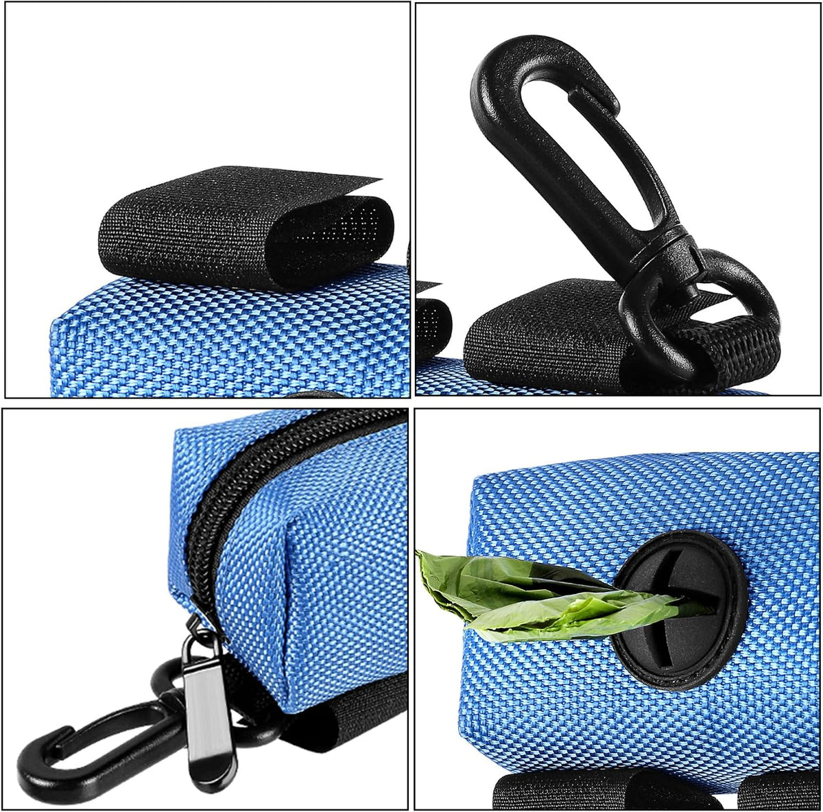 Dog Poop Bag Dispenser Holder Soft Waste Bags Roll Holders Leash Clip - 1 Count (Pack of 1) / 2PCS Blue&Black - image 3