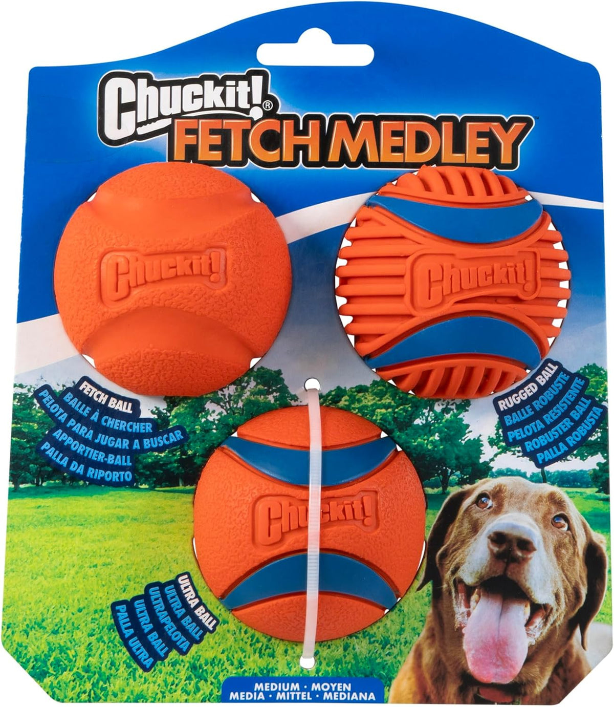Chuckit! Ultra and Rugged Dog Balls, High-Bounce Fetch, Set of 3 - Medium (2.5") / Fetch Pack 2