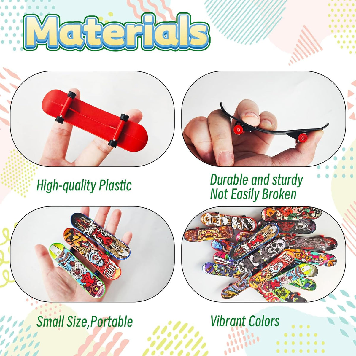 Woozettn mini finger skateboards, 50 small plastic boards in assorted designs - view 3
