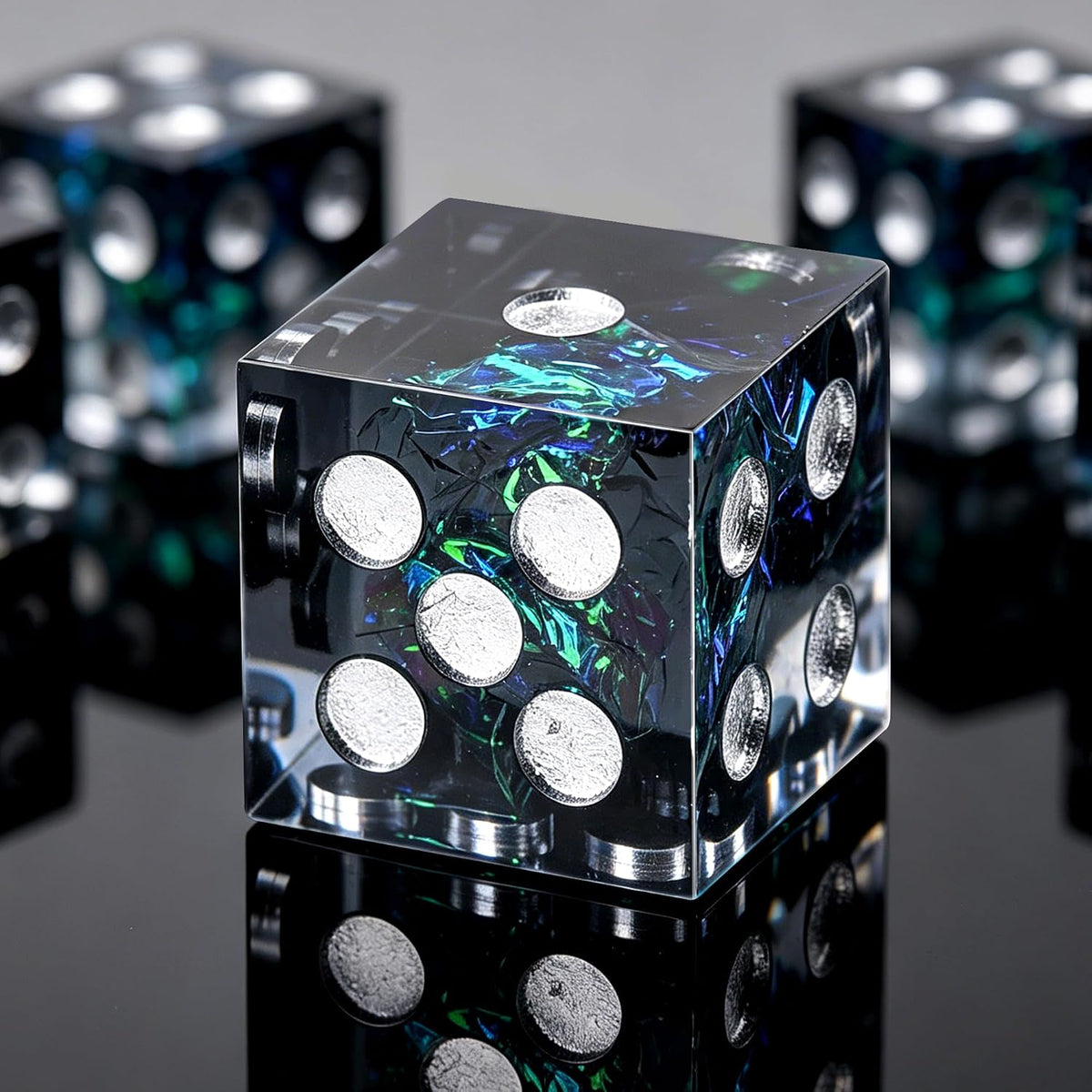 AUSTOR 6-piece 16mm sharp edge resin D6 dice set with metal case - view 5