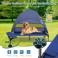 Upgraded Elevated Dog Bed with Canopy, Portable Raised Outdoor Dog Bed with Stable Anti-Slip Feet, Wider Shade Pet Bed Cot, Raised Dog Beds for Large Dogs Camping, Indoor & Outdoor Use