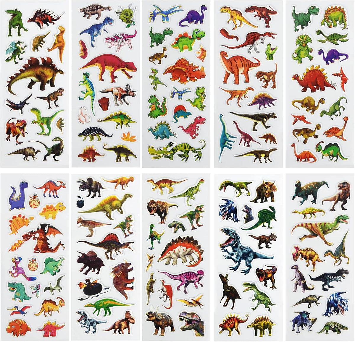 24 Sheets 3D Puffy Stickers for Toddlers Kids Boys Girls – Fun for Kids & Family - Realistic Dinosaur - image 2