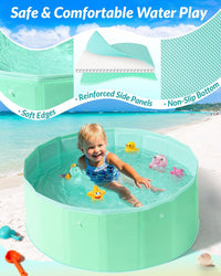Hikiddy Foldable Kiddie Pool with Canopy: Baby Infant Toddler Kids - Lemon & Mint / 31.5in - image 4