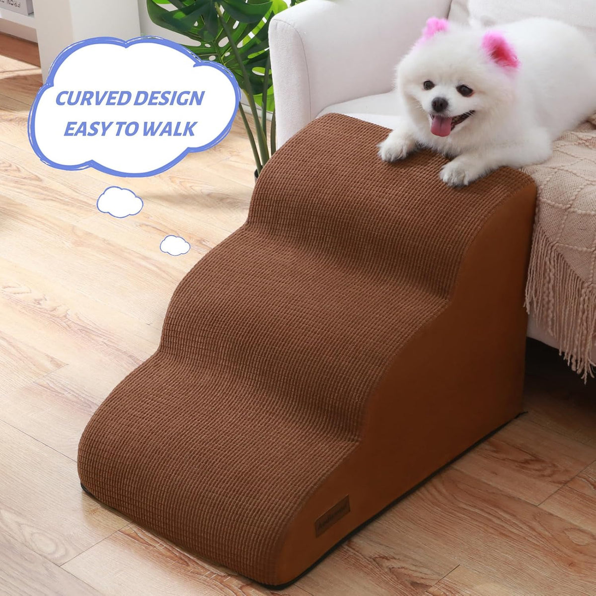 Dog Stairs for Small Dogs and Cats - Brown / 3 / Standard 3-Step 15.7"H - image 3