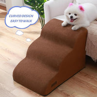 3-Step Dog Ramp and Stairs for Sofa and Chair - Non-Slip Sturdy Pet Steps for Small Dogs and Cats,15.7" H,Brown