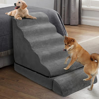 Dog Stairs for High Beds 30-36" H 6-Step Pet Stairs for Large Dogs – Essentials for Dogs - Dark Gray