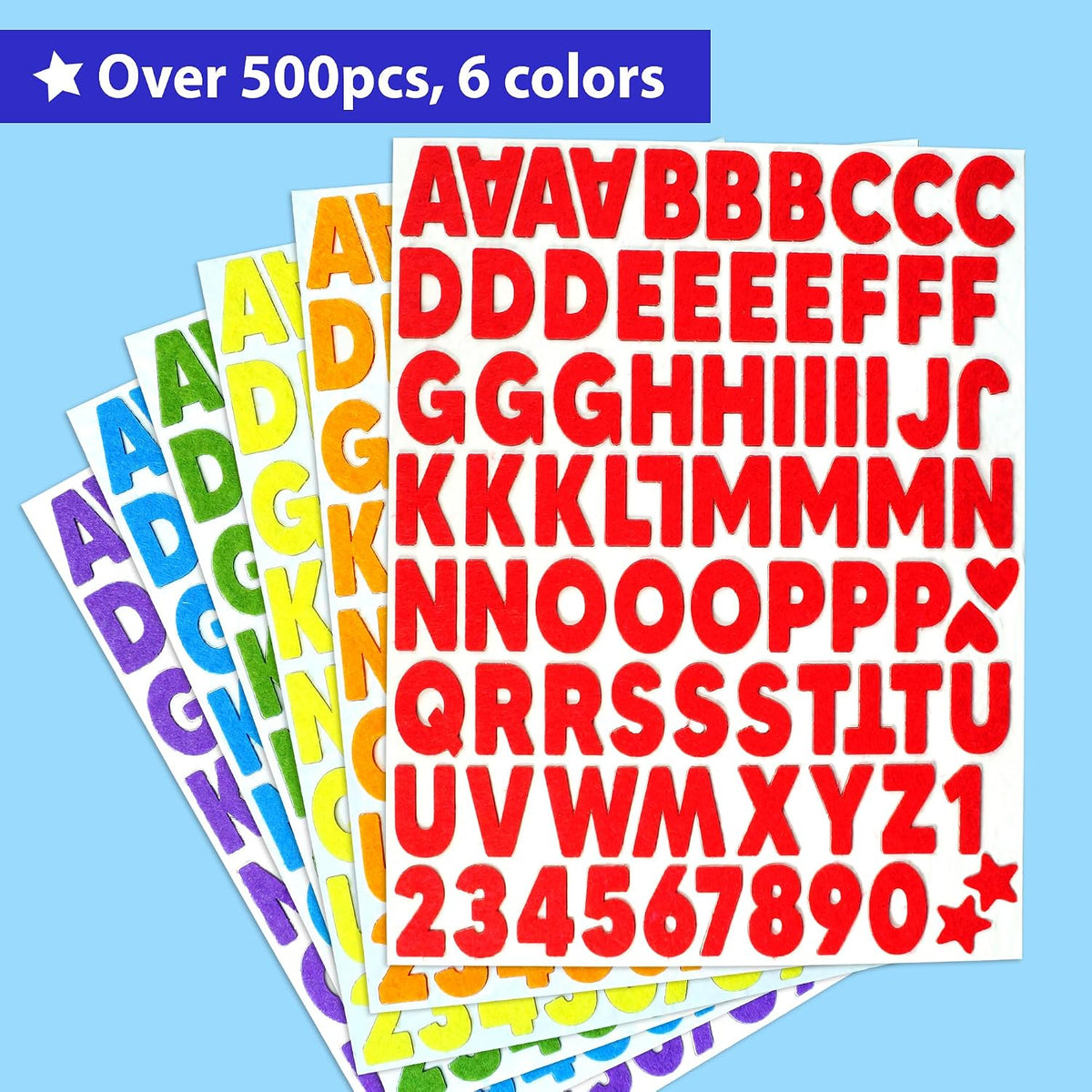 KRAFUN felt letter stickers with alphabet, numbers, stars and hearts - view 3