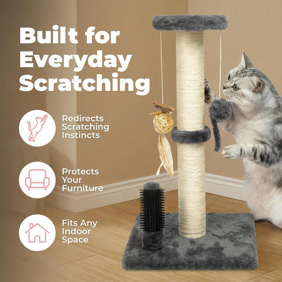 Catify Spin n' Scratch Cat Scratch Pad Refill, Round - Gray Scratching Post - H: 25" - image 2