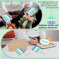 XiawaLangzhuo cat paw keyboard fidget toy, 9-in-1 clicker keychain in white and purple - view 28
