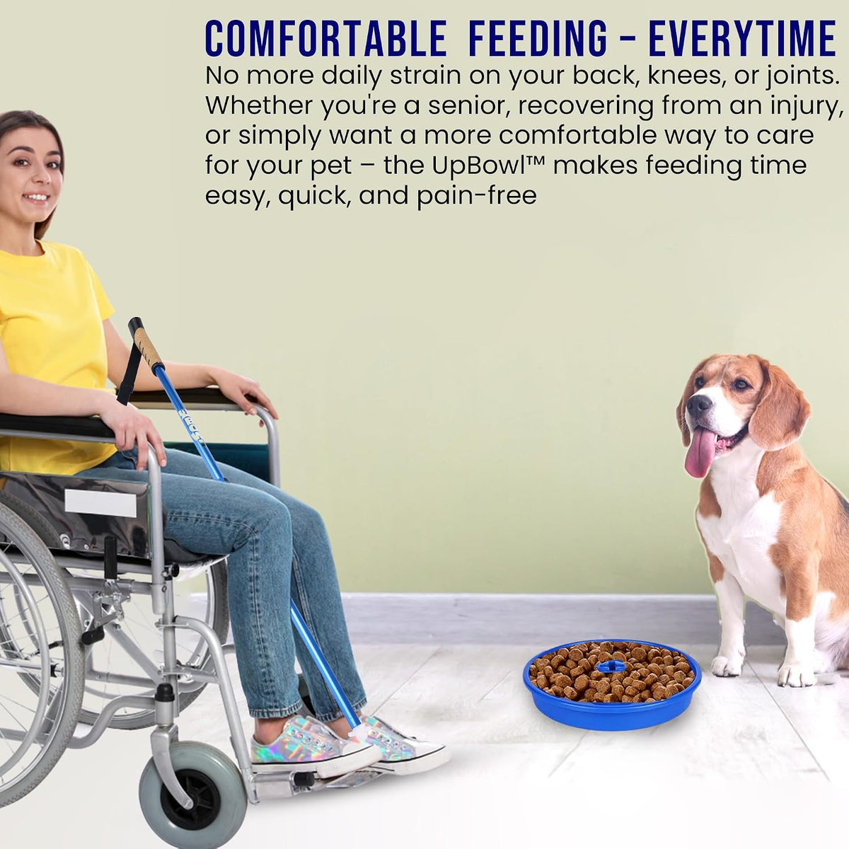 UpBowl No Bend Pet Bowl Kit, Pole & 2 Bowls, Easy Lift - 2 Bowls and Pole - image 4