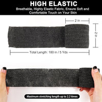 24 Pack Self Adhesive Bandage Wrap, 2” x 5 Yards Elastic Cohesive Bandage Wrap Black Athletic Tape Grip Tape for Ankle, Wrist Sprains, Sports Injuries & Pet First Aid | Medical Sports Tape
