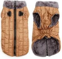 Fleece Dog Jacket for Small Dogs, Puppy Coat with Harness - Khaki / XXX-Large