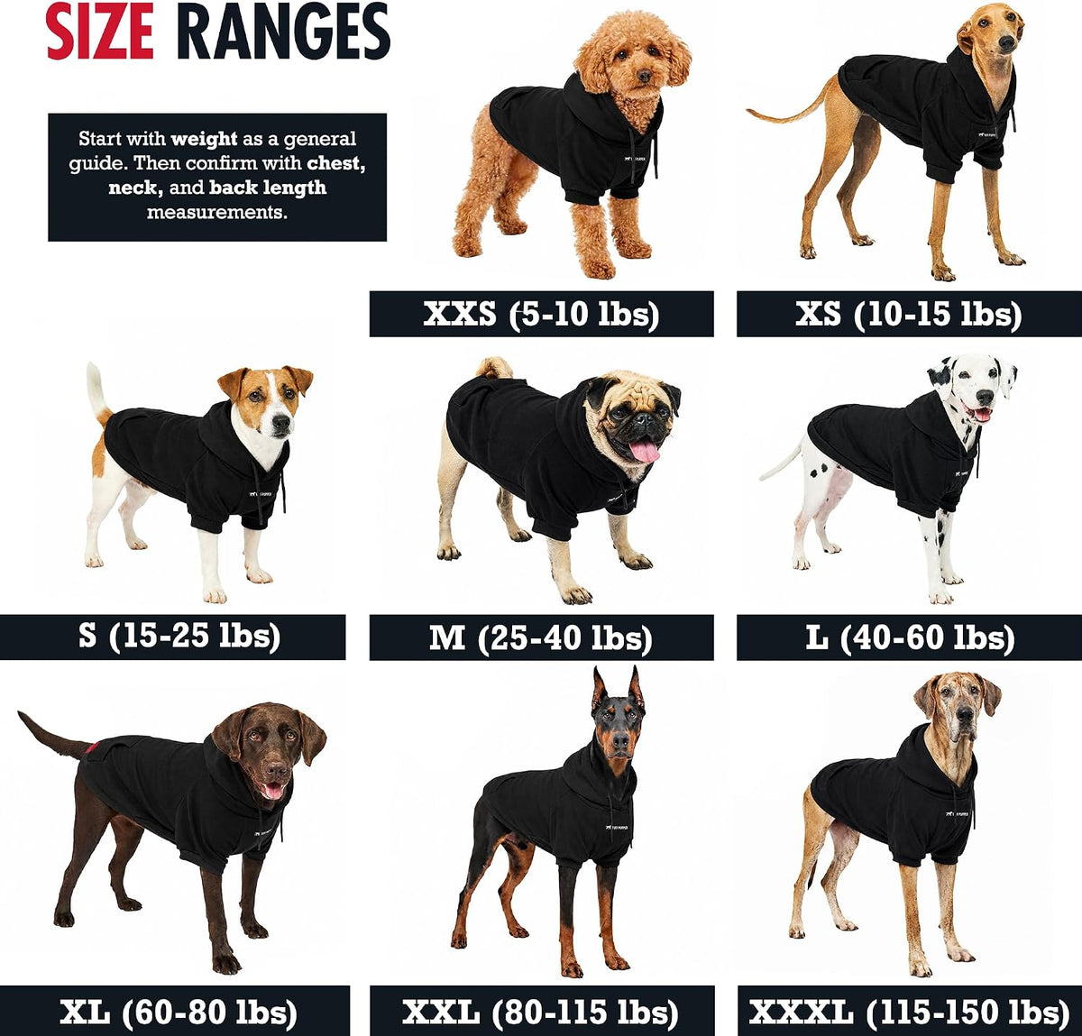 Tuff Pupper Dog Hoodie, Premium Quality Insulated Fabric - Black / Medium (25-40 lbs) - image 2