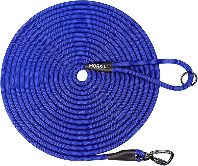 Rope Dog Leash, 6 Foot Heavy Duty Dog Leash with Aviation Aluminum Auto Locking Carabiner, Strong - Blue / 30FT*0.4" Single Handle / Single Handle