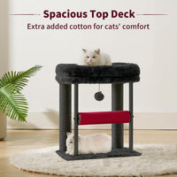 Hey-brother Cat Tree, Sturdy Tower with Sisal-Wrapped Columns - 18.9 inches / Black and Red - image 4