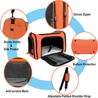 Soft Sided Carrier for Small Medium Cats Dogs - 17.0"L x 11.0"W x 11.0"H / Orange - image 3